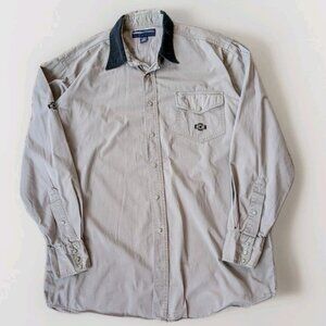 MWG Canada Embroidered Western Button Shirt Mens Large | Vintage Workwear Aztec